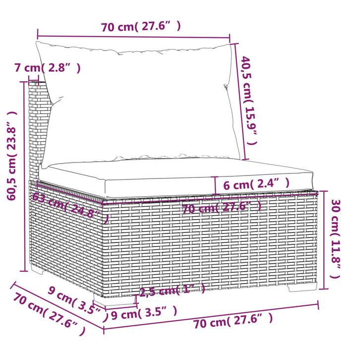 11-tlg. Garten-Lounge-Set mit Kissen Poly Rattan Schwarz