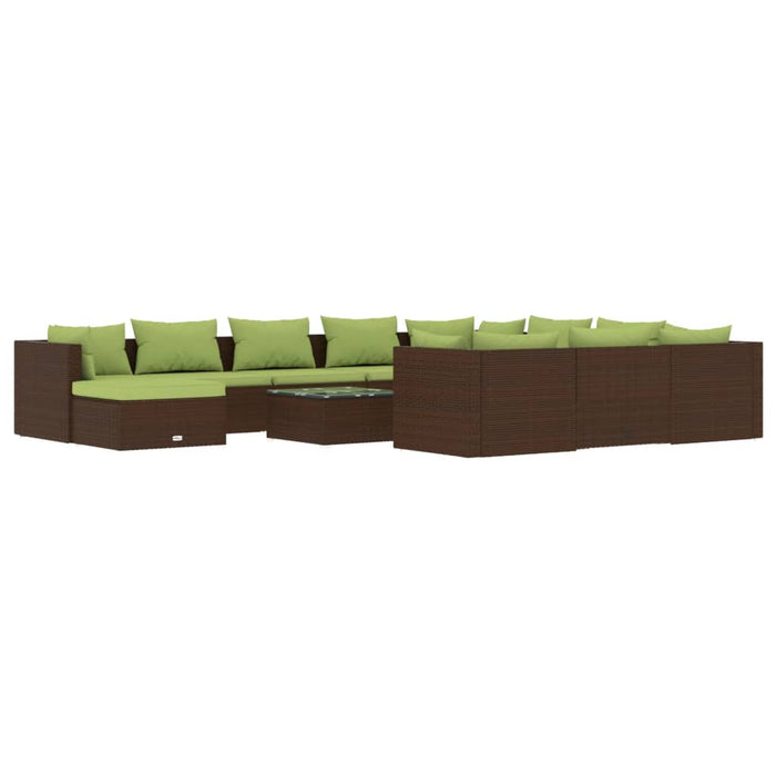 12-tlg. Garten-Lounge-Set mit Kissen Poly Rattan Braun