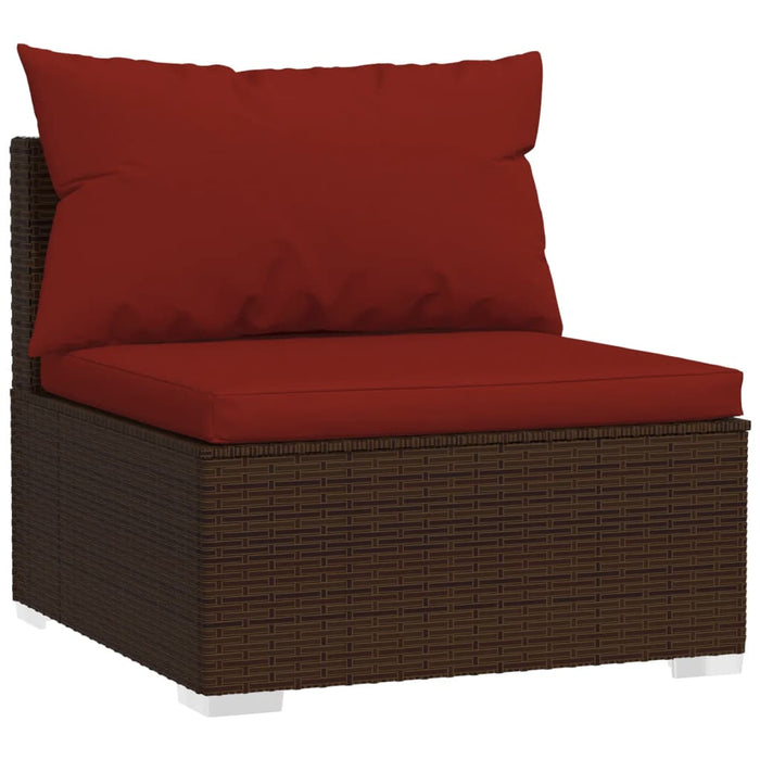 12-tlg. Garten-Lounge-Set mit Kissen Poly Rattan Braun