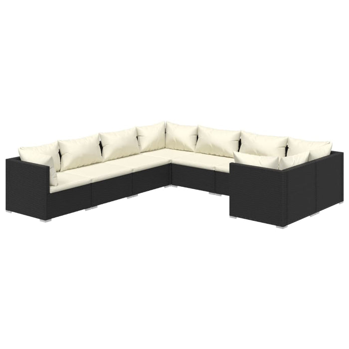8-tlg. Garten-Lounge-Set mit Kissen Poly Rattan Schwarz