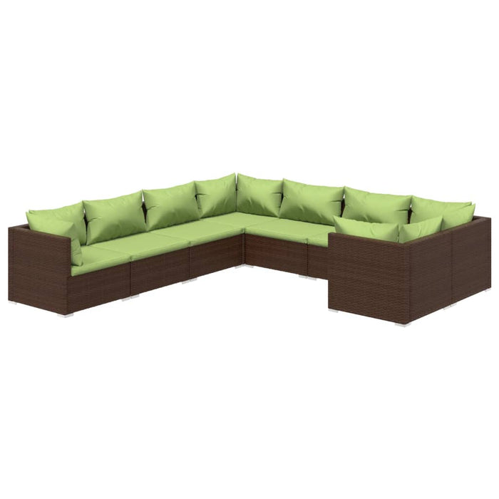 8-tlg. Garten-Lounge-Set mit Kissen Poly Rattan Braun