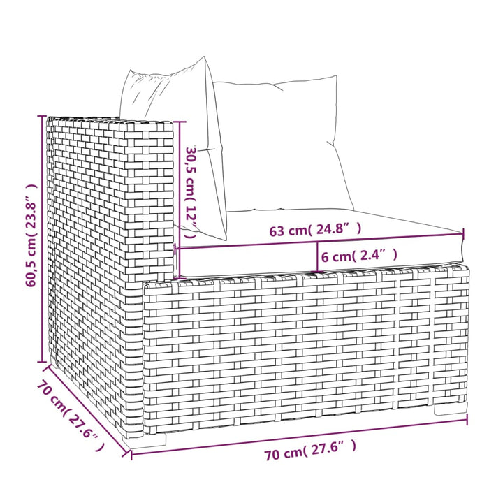 11-tlg. Garten-Lounge-Set mit Kissen Schwarz Poly Rattan