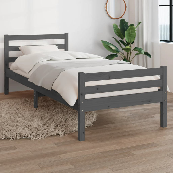 Massivholzbett Grau 75x190 cm