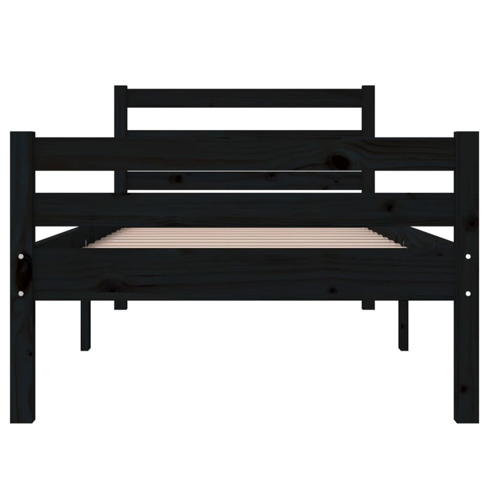 Solid wood bed black 90x200 cm
