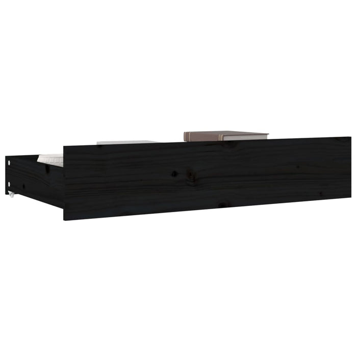 Bed drawers 4 pcs. Black solid pine wood