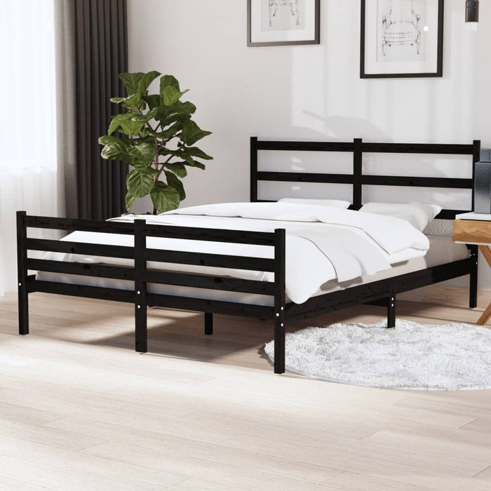Massivholzbett Schwarz Kiefer 135x190 cm