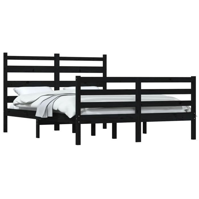 Massivholzbett Kiefer 140x200 cm Schwarz