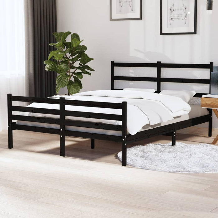 Massivholzbett Schwarz Kiefer 150x200 cm