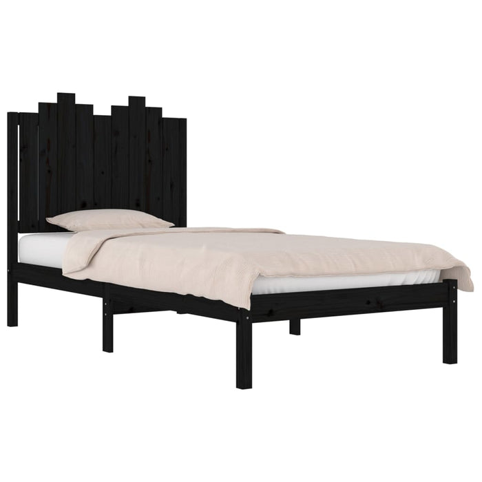Massivholzbett Schwarz Kiefer 90x190 cm