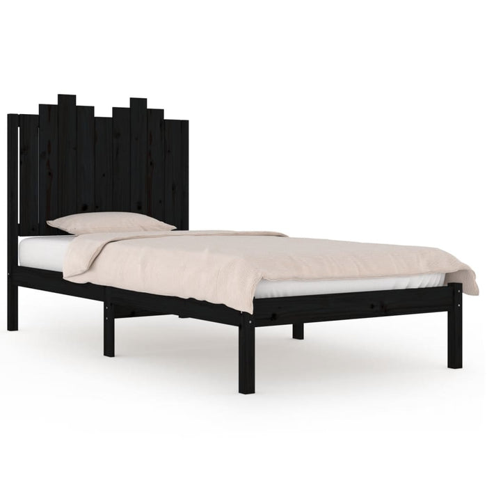Massivholzbett Schwarz Kiefer 90x200 cm