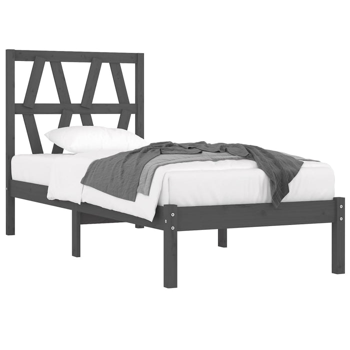 Massivholzbett Grau Kiefer 90x200 cm