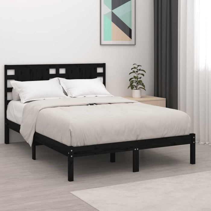 Massivholzbett Schwarz 150x200 cm