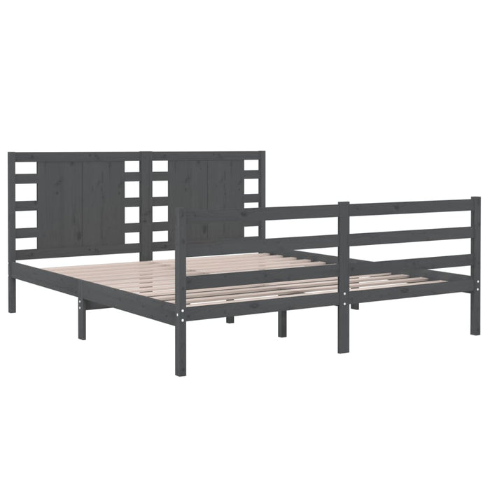 Massivholzbett Grau Kiefer 135x190 cm