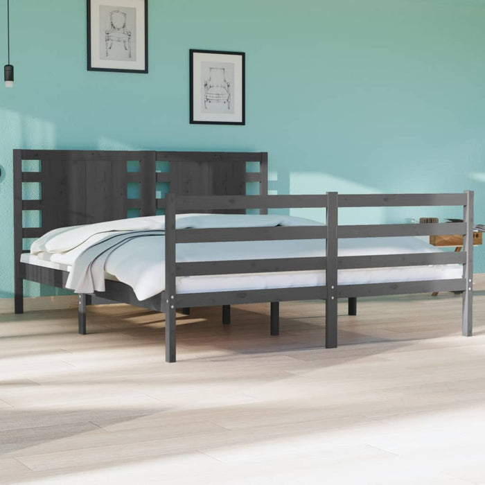 Massivholzbett Grau Kiefer 135x190 cm