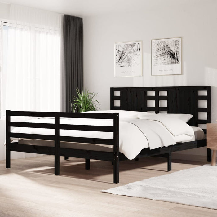 Massivholzbett Schwarz Kiefer 150x200 cm