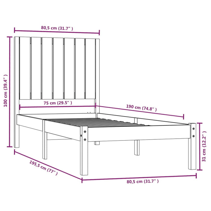 Massivholzbett Honigbraun 75x190 cm