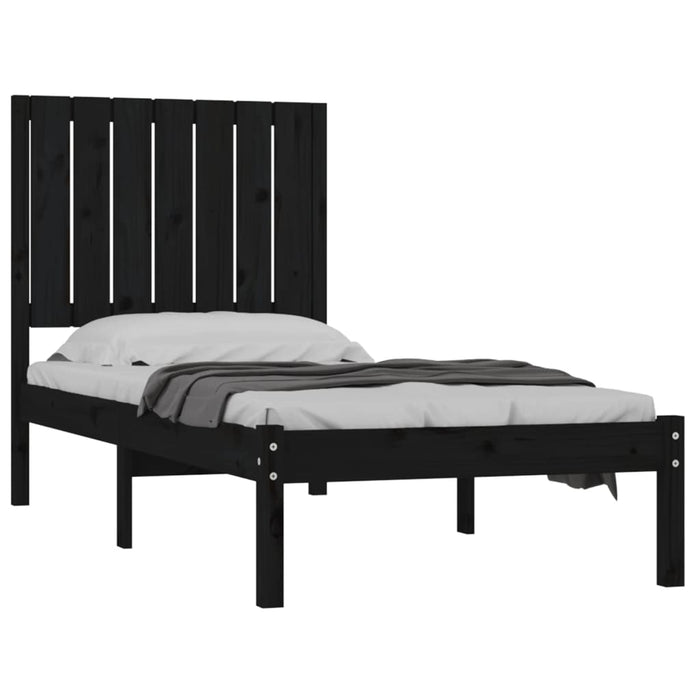 Massivholzbett Schwarz 75x190 cm