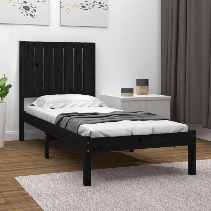 Massivholzbett Schwarz 75x190 cm
