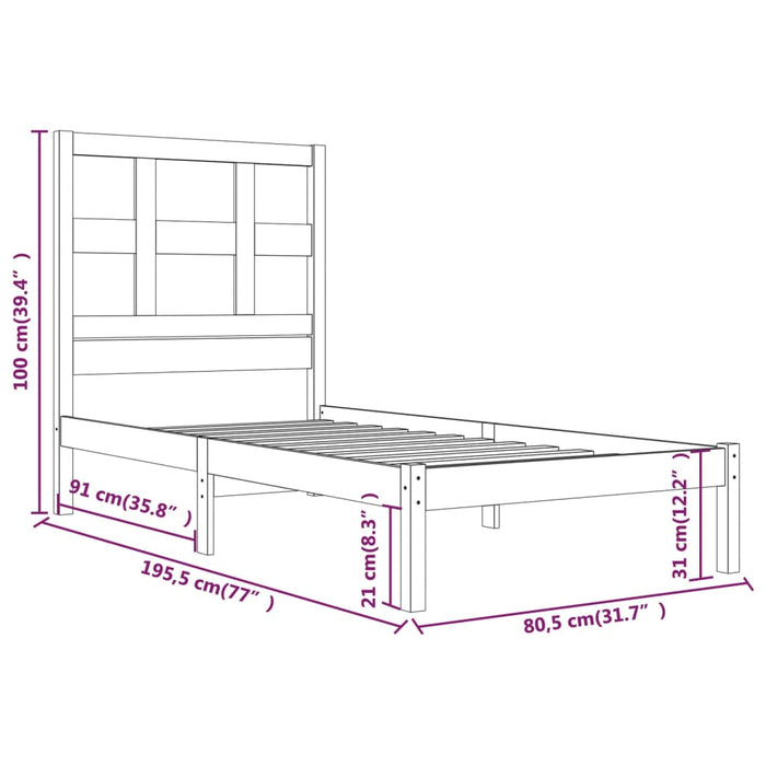 Massivholzbett Honigbraun 75x190 cm