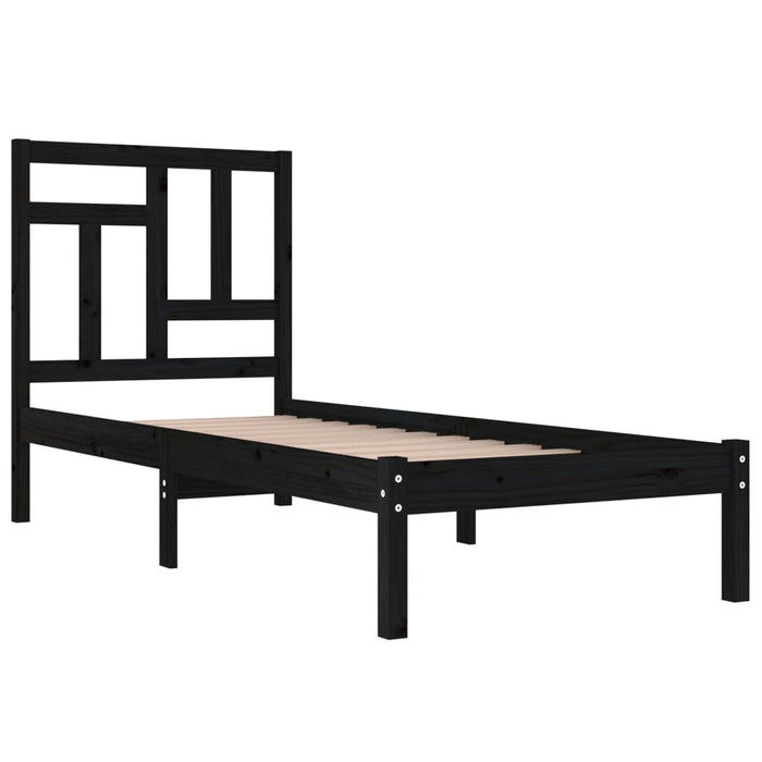 Massivholzbett Schwarz Kiefer 90x190 cm