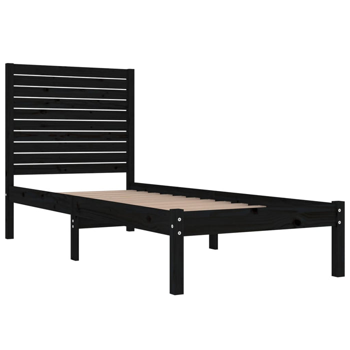 Massivholzbett Schwarz 90x190 cm