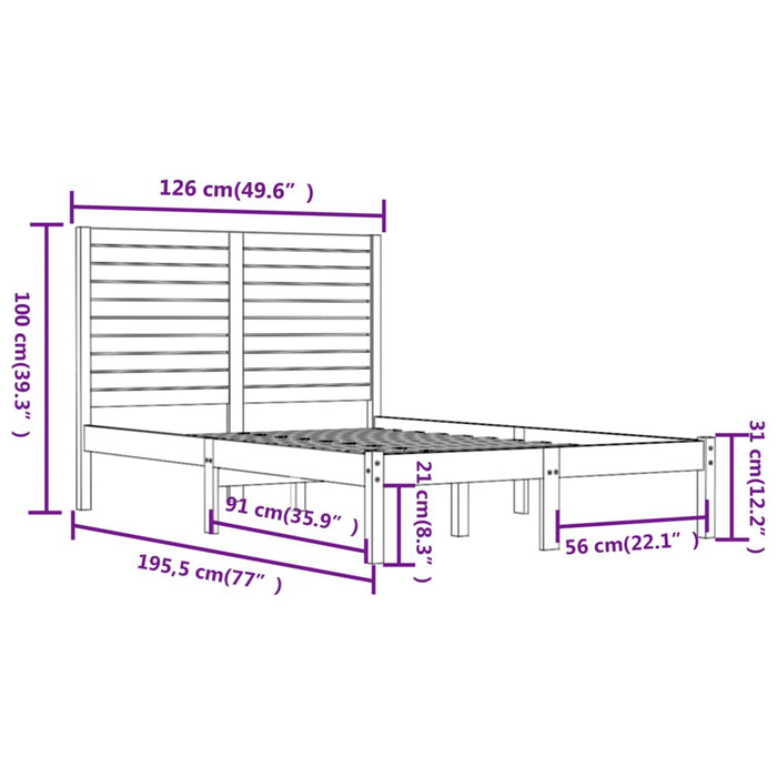 Massivholzbett Grau 120x190 cm