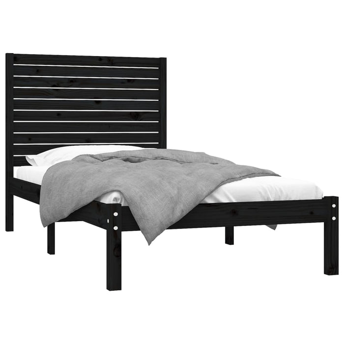 Massivholzbett Schwarz 90x200 cm