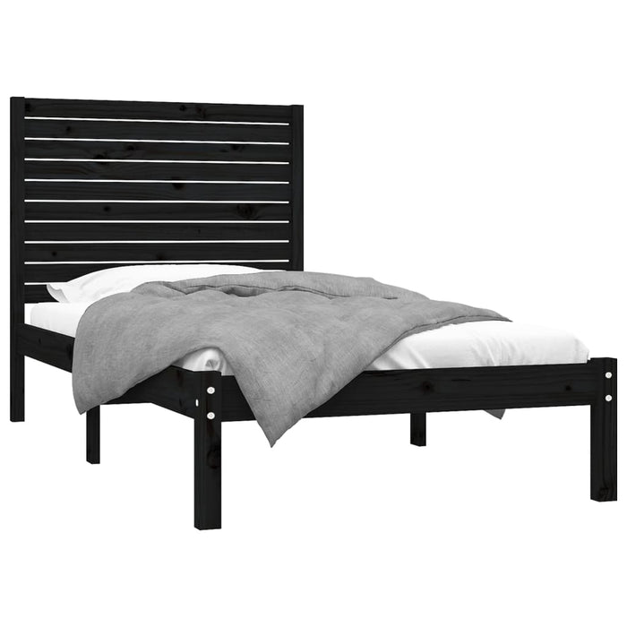 Massivholzbett Schwarz 100x200 cm