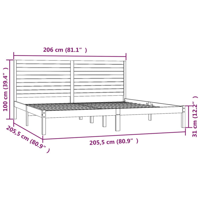 Massivholzbett Grau 200x200 cm