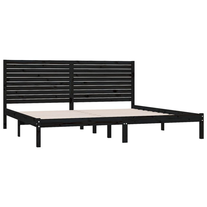 Massivholzbett Schwarz 200x200 cm