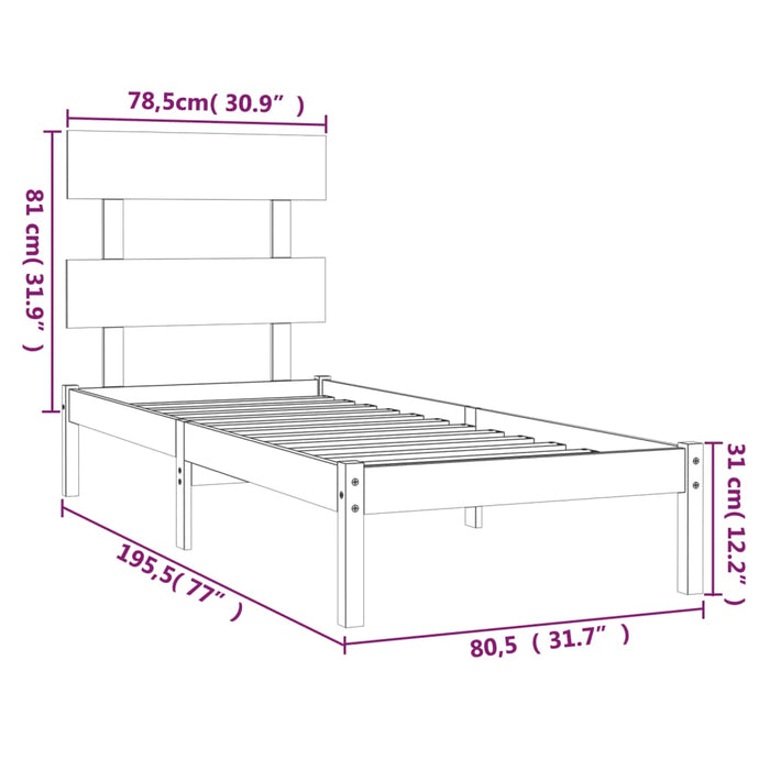 Massivholzbett Honigbraun 75x190 cm
