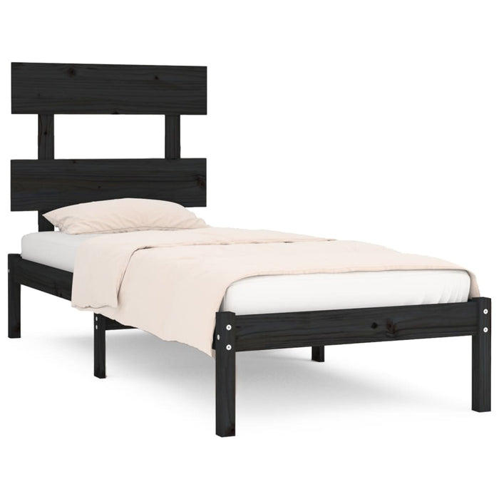 Massivholzbett Schwarz 90x190 cm