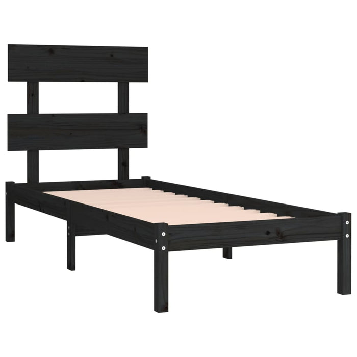 Massivholzbett Schwarz 90x190 cm