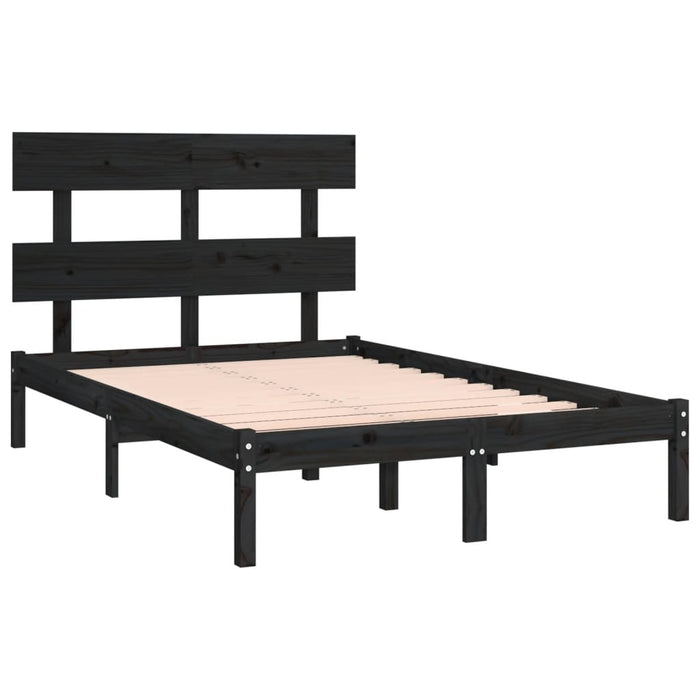 Massivholzbett Schwarz 135x190 cm