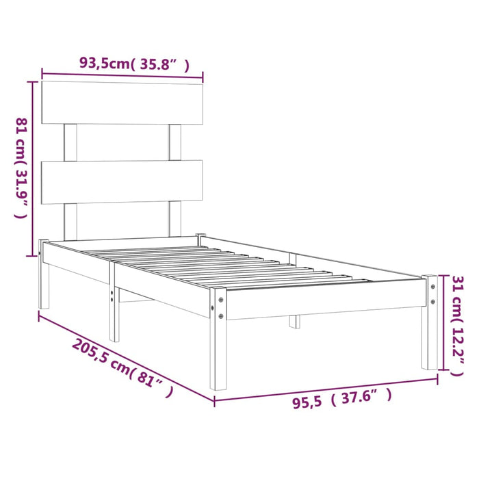 Massivholzbett Honigbraun 90x200 cm