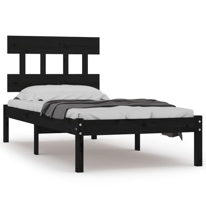 Massivholzbett Schwarz 90x190 cm
