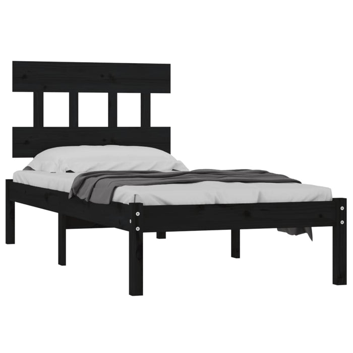 Massivholzbett Schwarz 90x190 cm