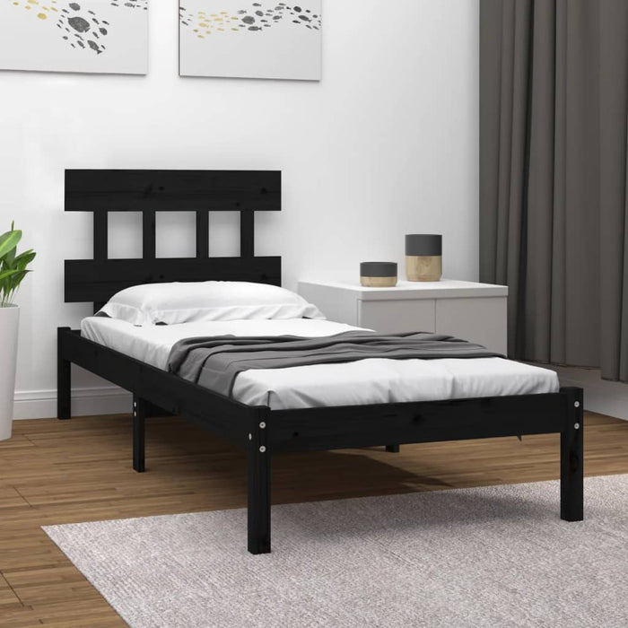 Massivholzbett Schwarz 90x190 cm