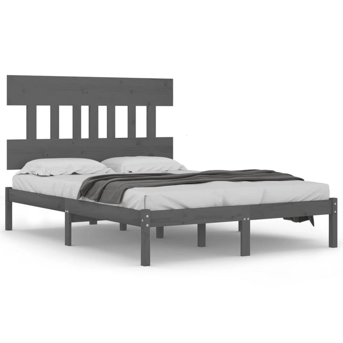 Massivholzbett Grau 135x190 cm