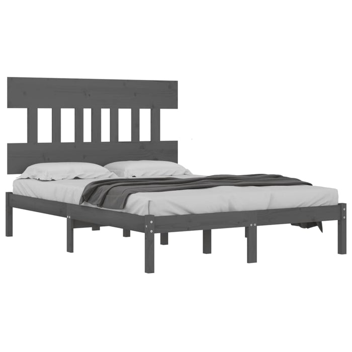 Massivholzbett Grau 135x190 cm
