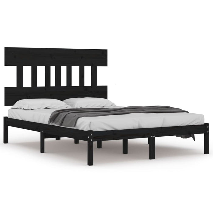 Massivholzbett Schwarz 135x190 cm