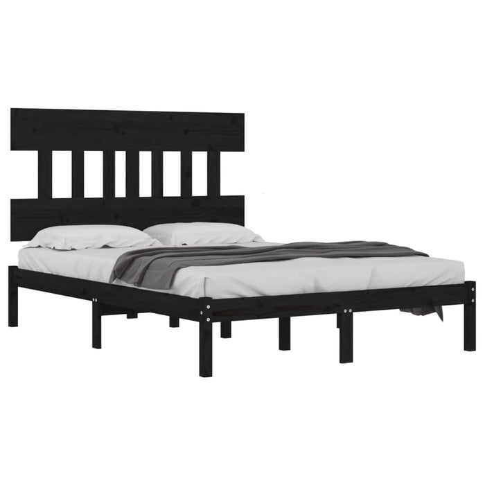 Massivholzbett Schwarz 135x190 cm