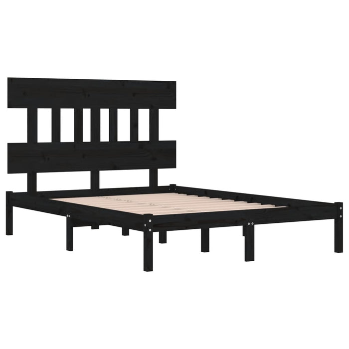 Massivholzbett Schwarz 135x190 cm