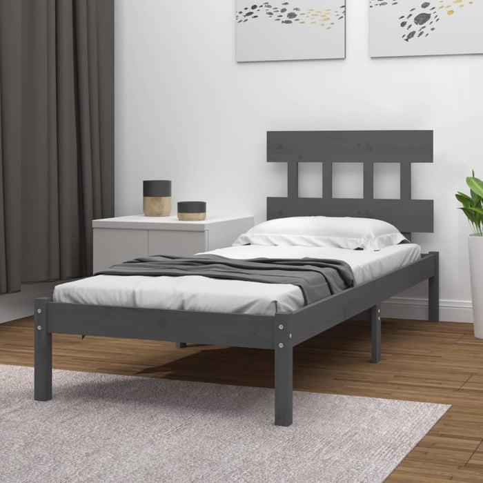 Massivholzbett Grau 90x200 cm