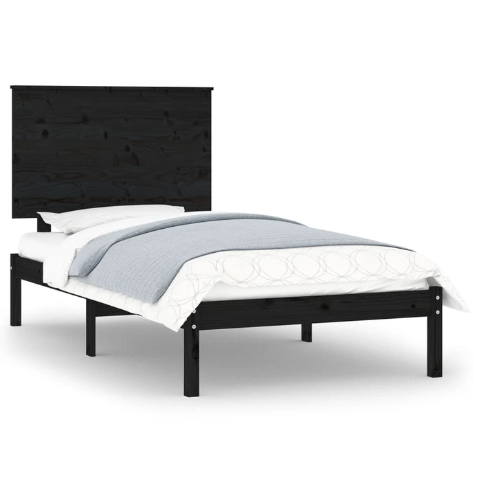 Massivholzbett Schwarz 90x190 cm