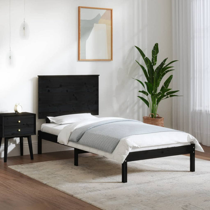 Massivholzbett Schwarz 90x190 cm