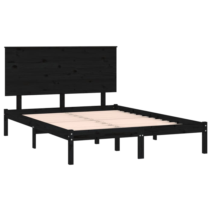 Massivholzbett Schwarz 135x190 cm