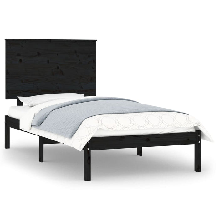 Massivholzbett Schwarz Kiefer 90x200 cm