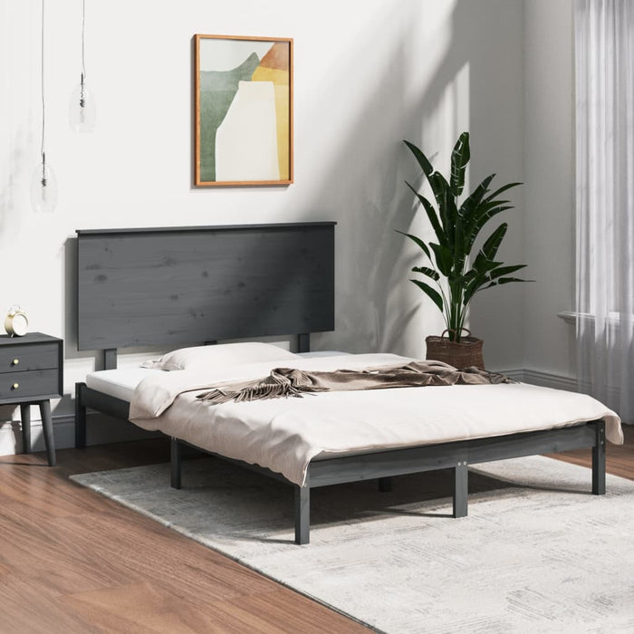 Massivholzbett Grau Kiefer 140x200 cm