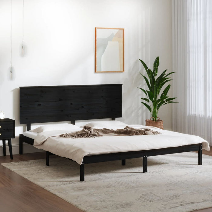 Massivholzbett Schwarz 180x200 cm